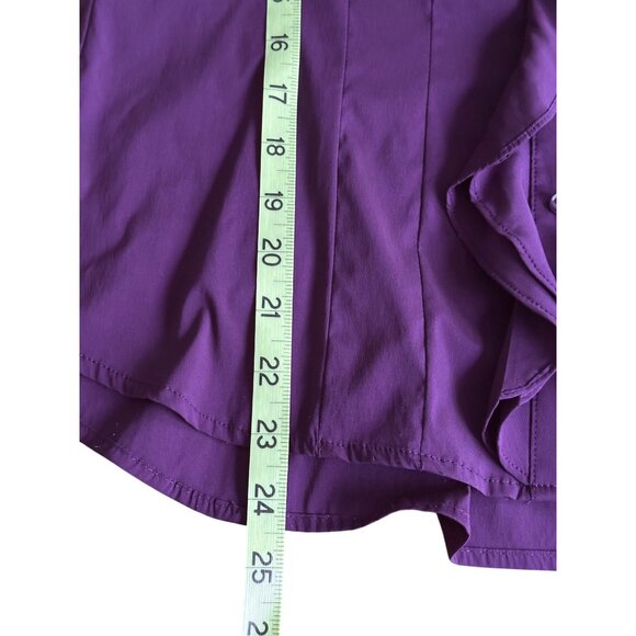 Express Elite Stretch Button Down Shirt Ruffles Short Sleeve Office Corp Core S - Picture 7 of 8